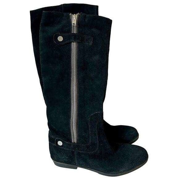 Nine West suede knee high riding boots zippers boho western fall black 6.5 - Picture 1 of 12